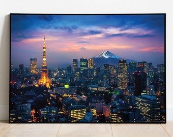 Japan - Printable Wall Art - Digital Download, Photography Poster, Fuji, Tokyo Skyline, Cityscape