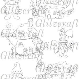 Gnome Toadstool abrite le fichier, les gnomes et les champignons fichier, fabrication de cartes imprimables, JPG, fichier PDF
