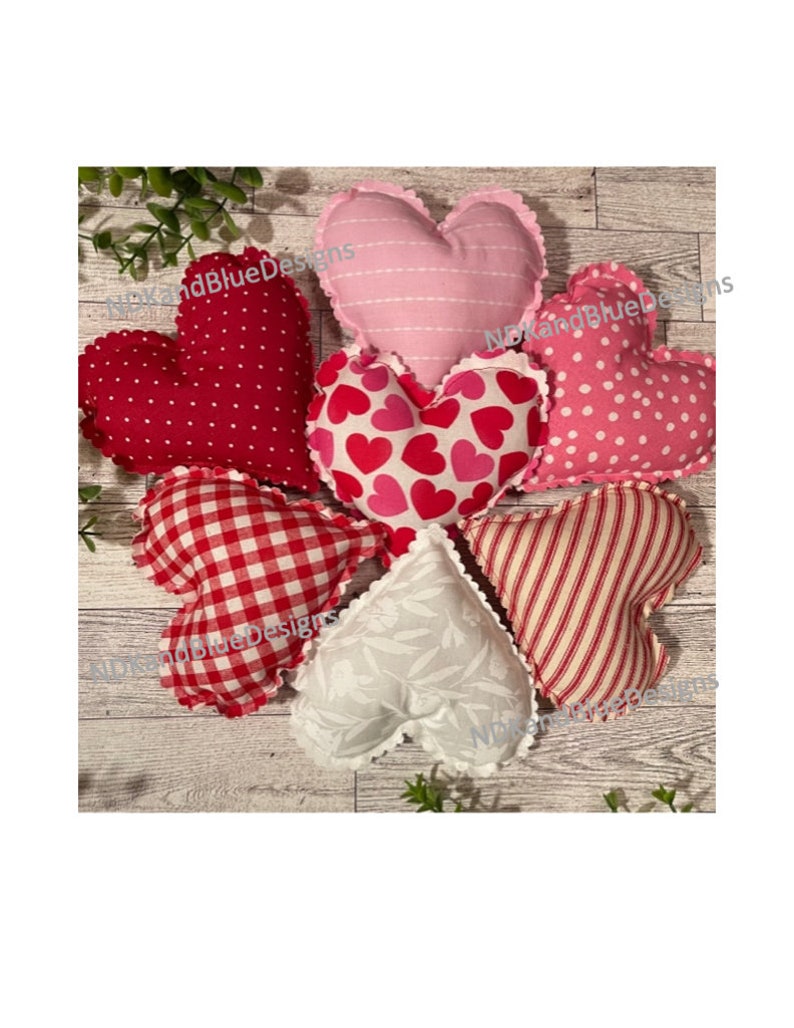 7 Fabric Hearts Bowl Filler Home Decor Small Red Heart Etsy