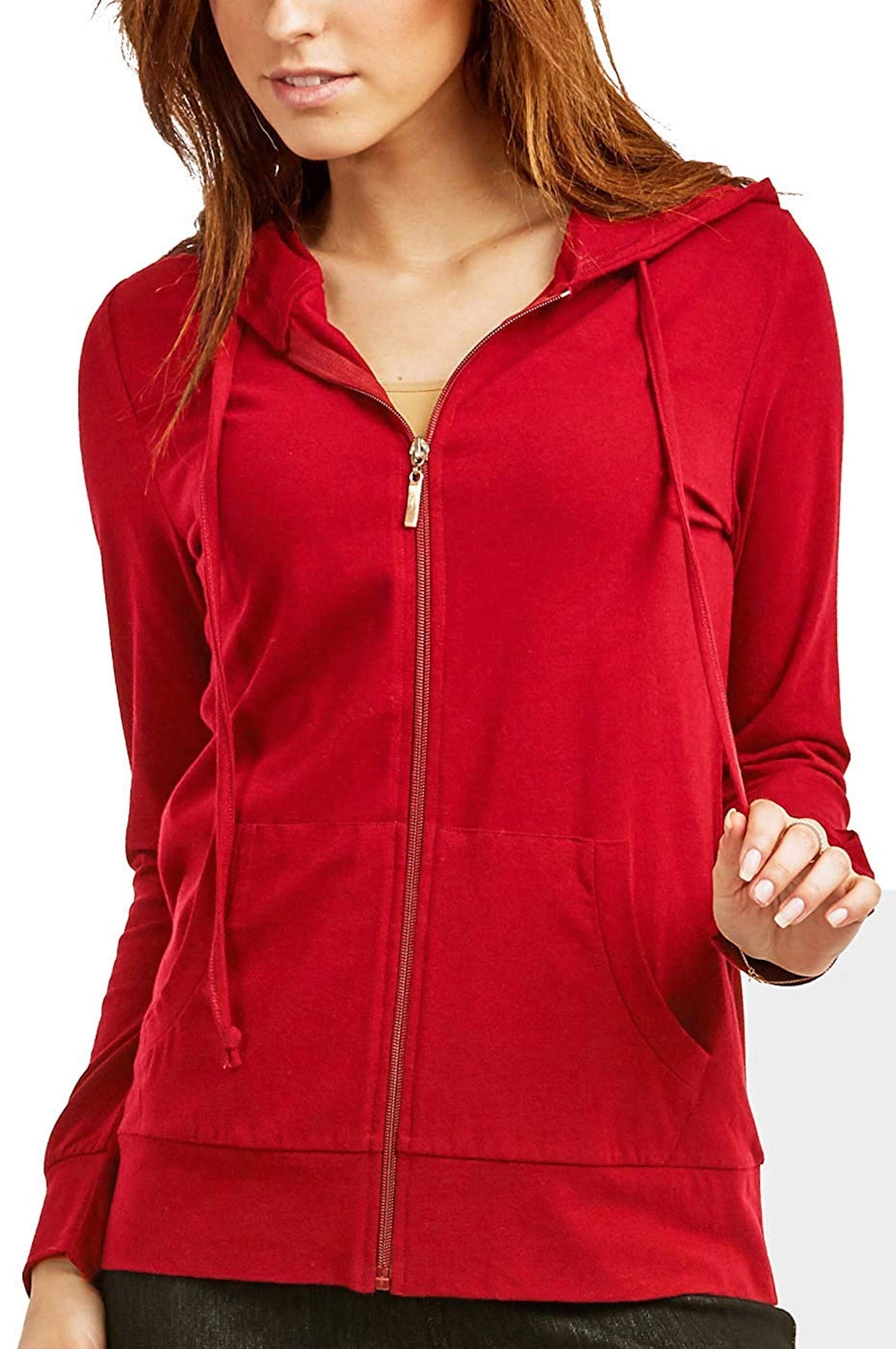 red hoodie zip up