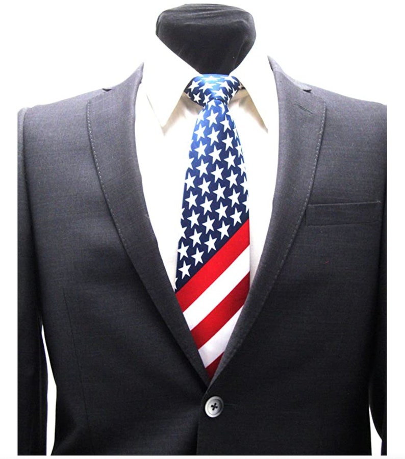 Men's American Flag Neck Tie USA Patriotic Necktie Red Etsy