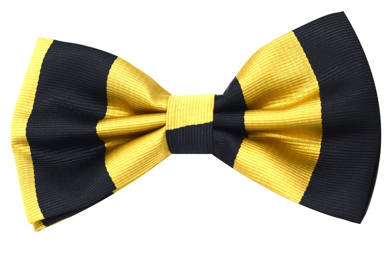 Men/'s 5pc Striped Necktie Bowtie Cufflink Handkerchief Gift Box Set Black Gold