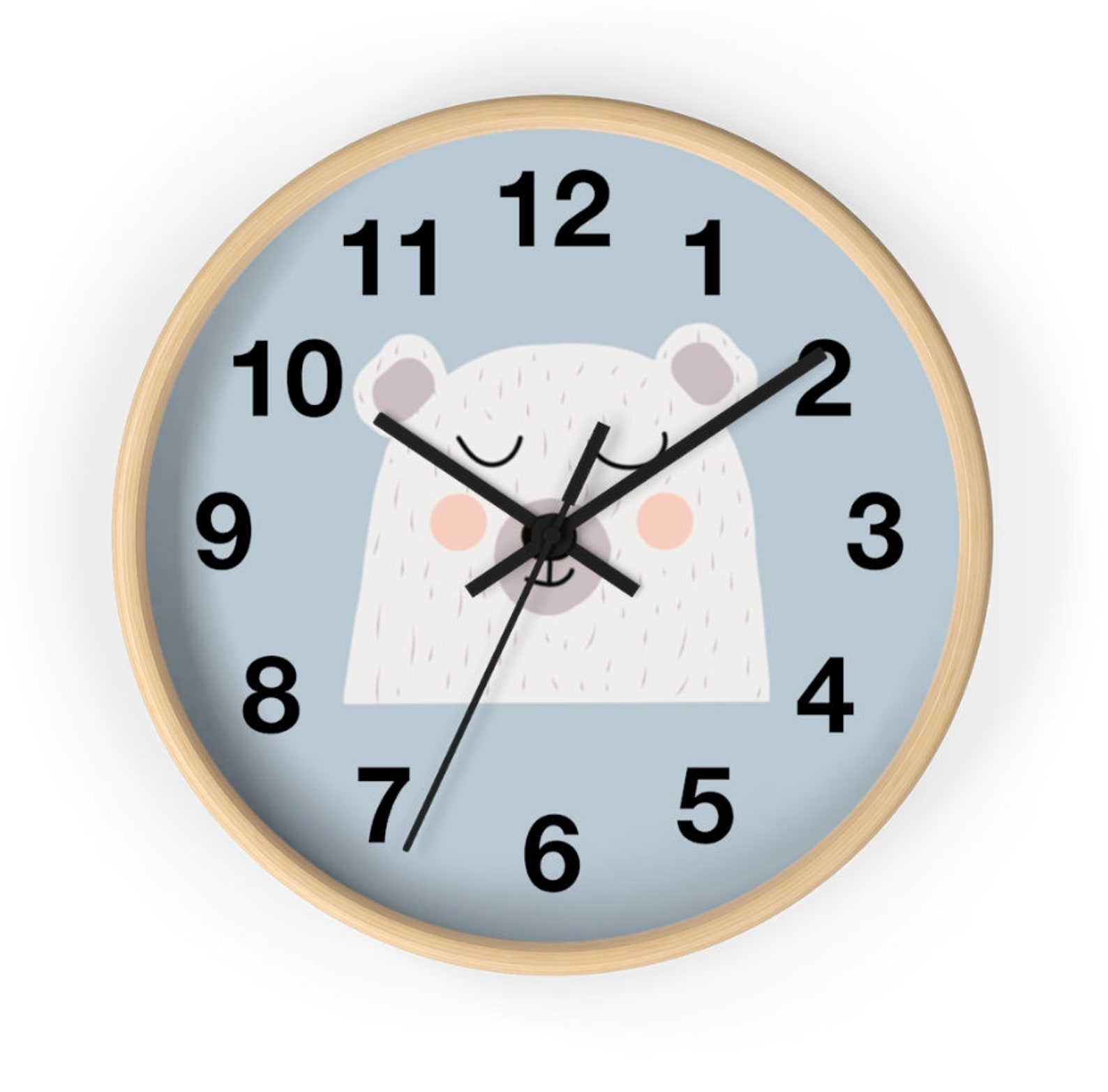 Cute Bear Wall Clock Decorative Nursery Clock Kids Clock Etsy