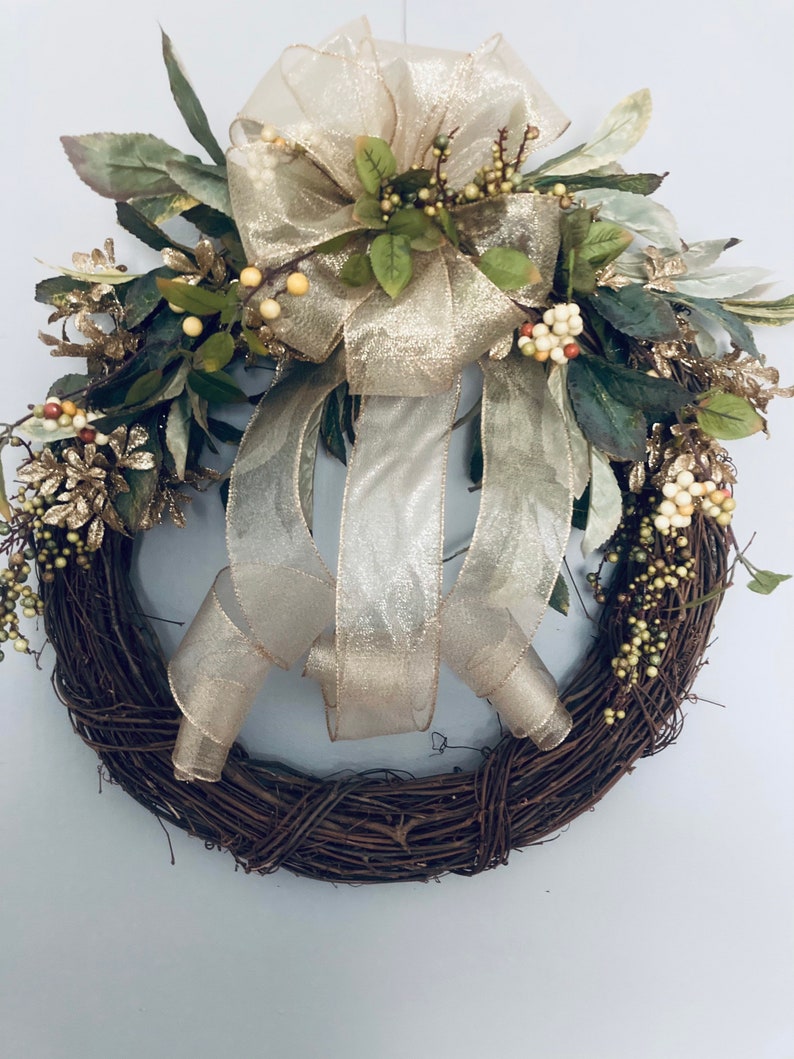 FREE Gold Wreath Winter Front Door Wreath FAST SHIPPING Holiday Decor Winter Wreath