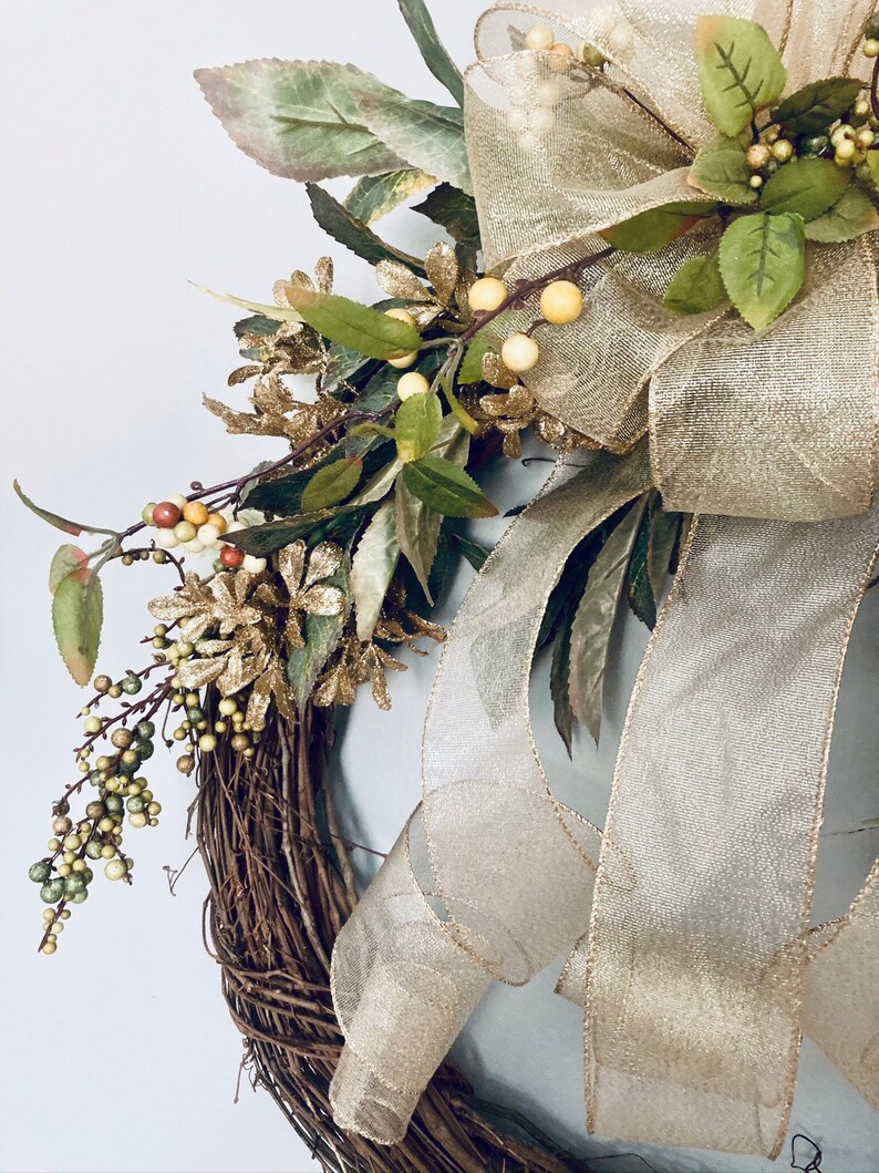 FREE Gold Wreath Winter Front Door Wreath FAST SHIPPING Holiday Decor Winter Wreath