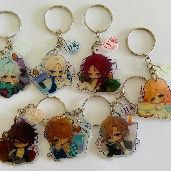 Chibi Piofiore Night Bell No banshou Orlok Dante Yang Gilbert Nicola Henri Lili manga otome game acrylic keychains double sided transparent