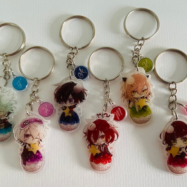 Portachiavi chibi Collana CxM x Malice Takeru Kei Aiji Mineo Kageyuki acrilico doppio lato trasparente edizione speciale Natale