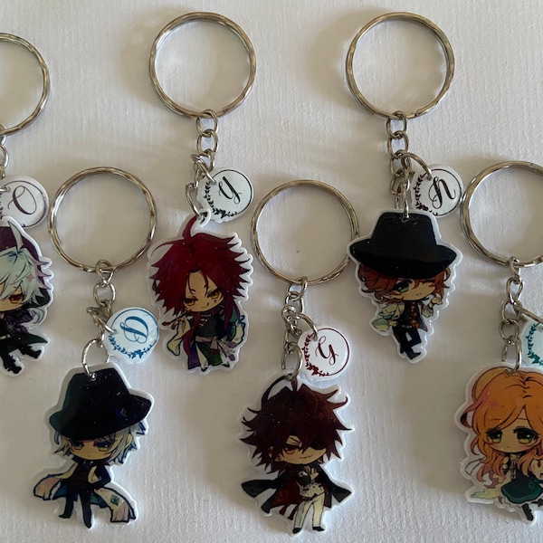 chibi keychain Piofiore night bell no banshou acrylic otome Orlok Dante Yang Gilbert Nicola Liliana otomate garden