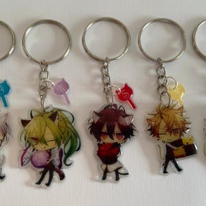 Amnesia kittens chibi keychain Ikki Ukyo Shin Toma Kent double-sided transparent acrylic