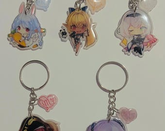 Hololive GEN 3 Vtuber Pekora Flare Noel Marine Rushia Chibi Double-sided Acrylic Transparent Keychain