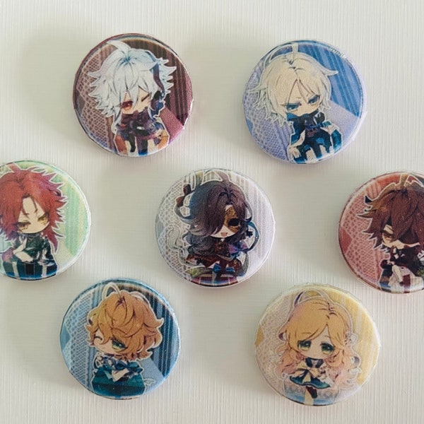 Badges buttons mirror Chibi Piofiore no banshou Orlok Dante Yang Dirttore Gilbert Nicola Lili otome game