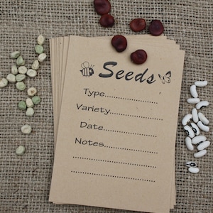 Pack of 10 Printed Kraft Brown Seed Saving Storage Packets / Envelopes With Information Area  Great Gardening Gift