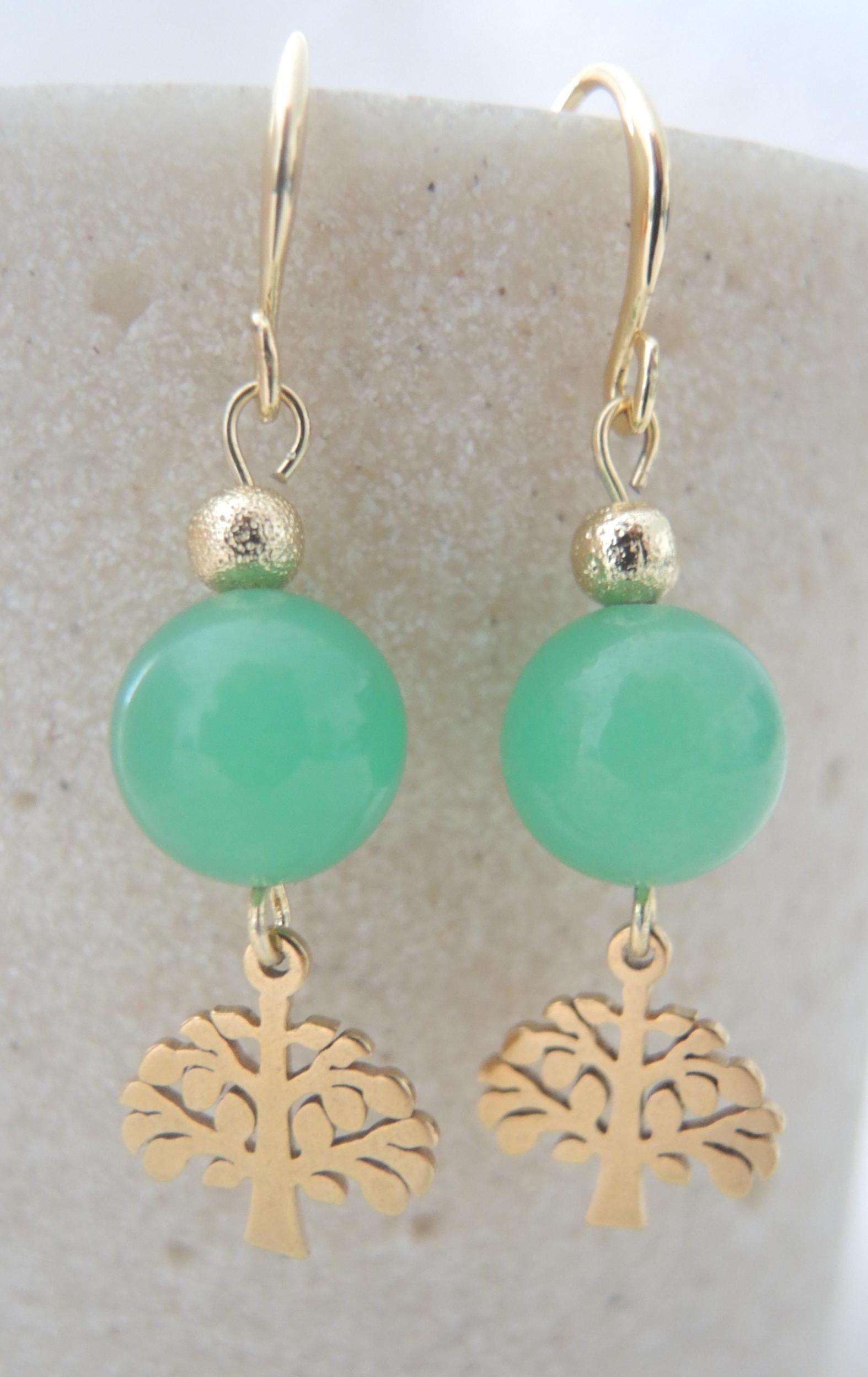 Orecchini Donna Albero Di Natale Con Cristalli: Pendenti Smaltati Verde Oro. Gioielli Natalizi A Gancetto, Regalo Incartato - 2