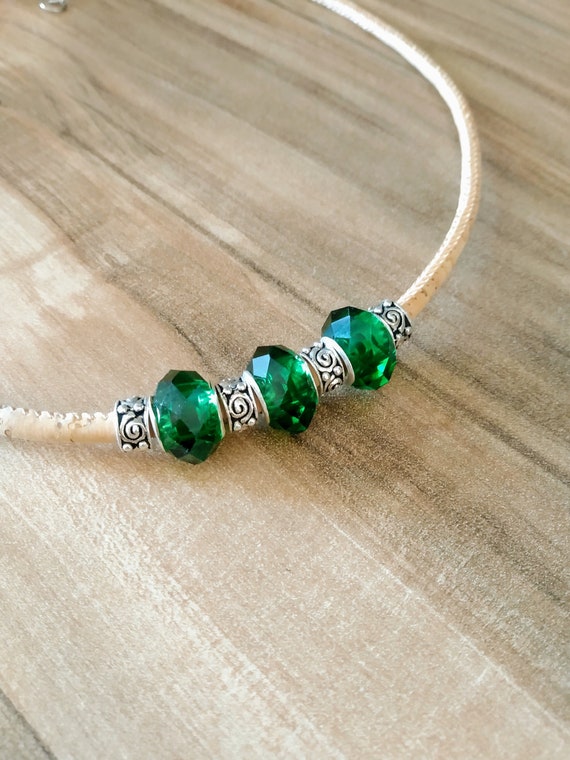 Green crystal beads necklace shop