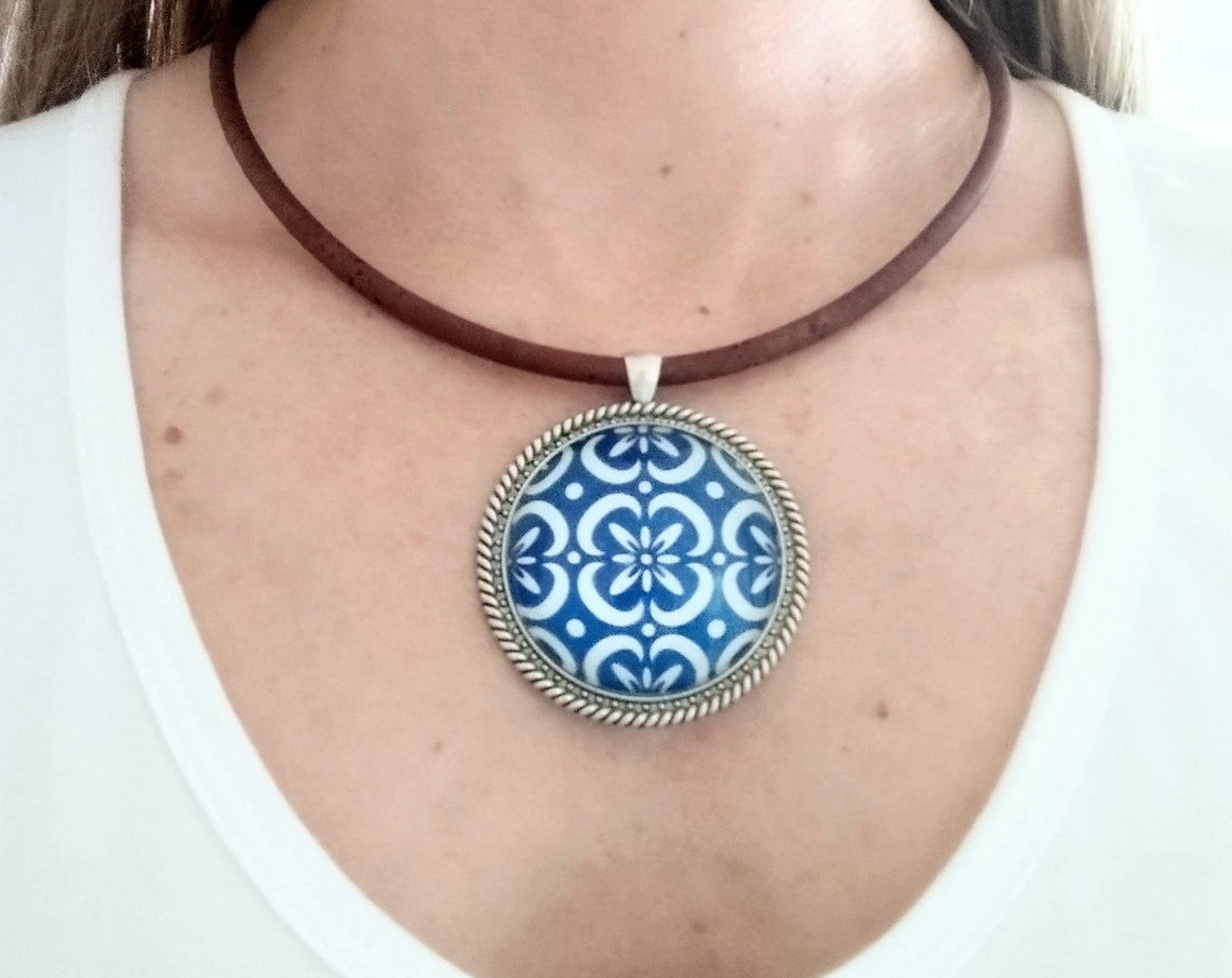 Portuguese Cork Necklace Dark Cork Necklace Boho Chic Etsy UK