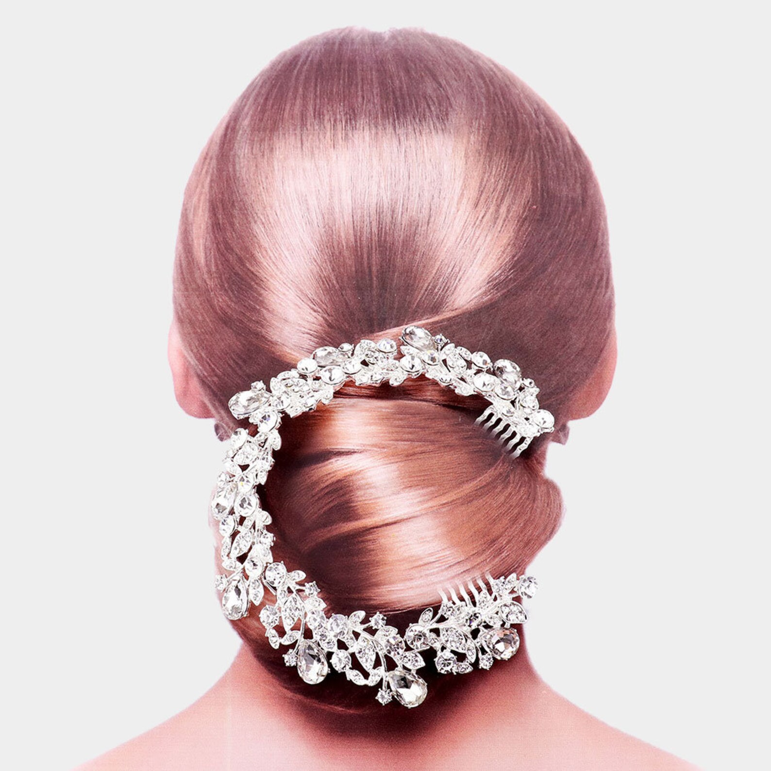 Rhinestone Flower Bun Wrap Headpiece Crystal Bridal Hair Etsy