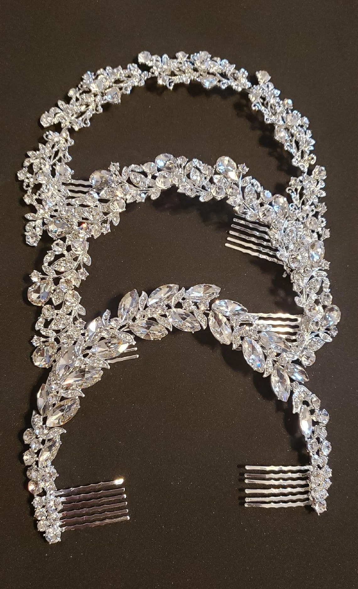 Rhinestone Flower Bun Wrap Headpiece Crystal Bridal Hair Etsy