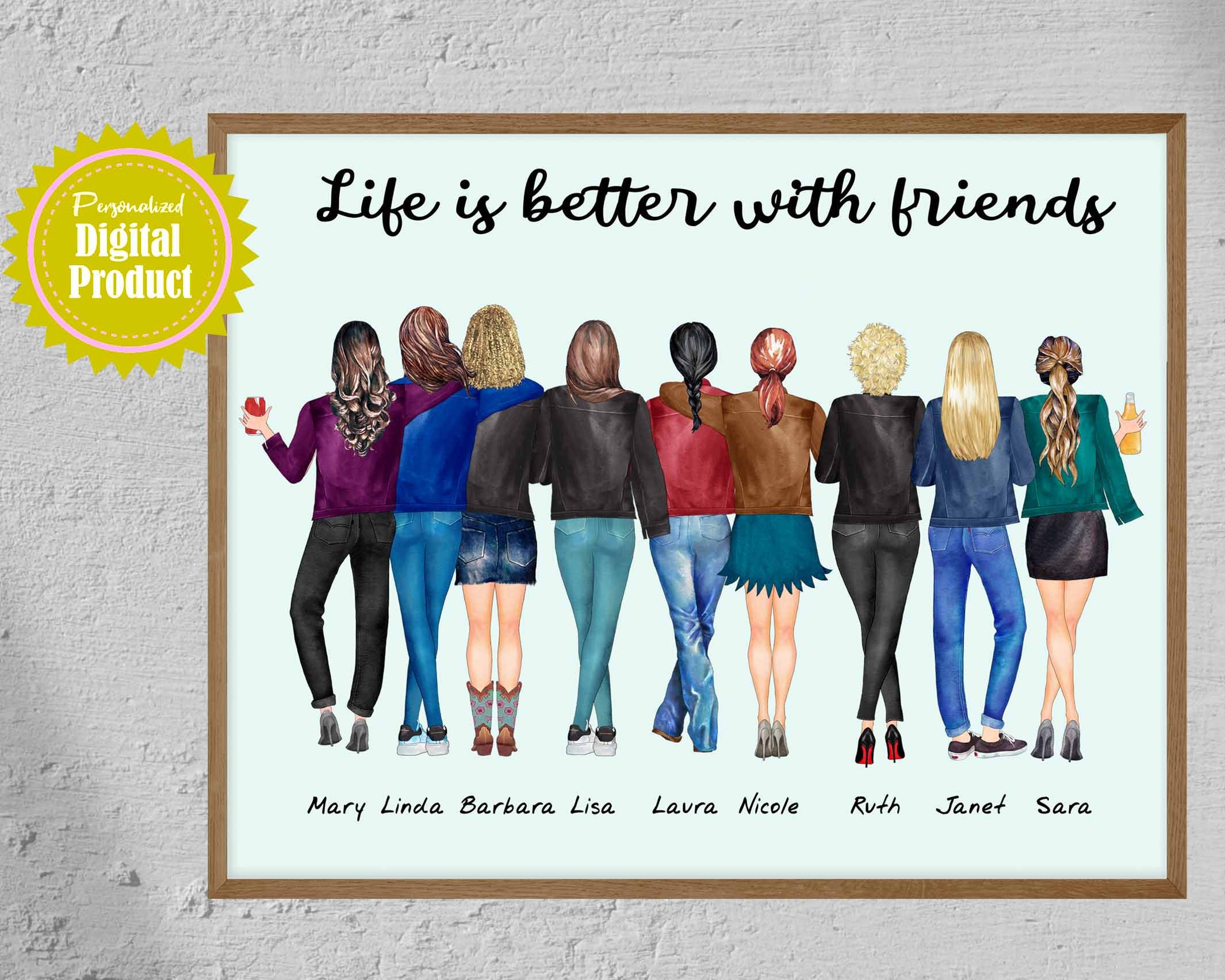 Personalized Gift 9 Best Friends Print Christmas Customizable Etsy Canada