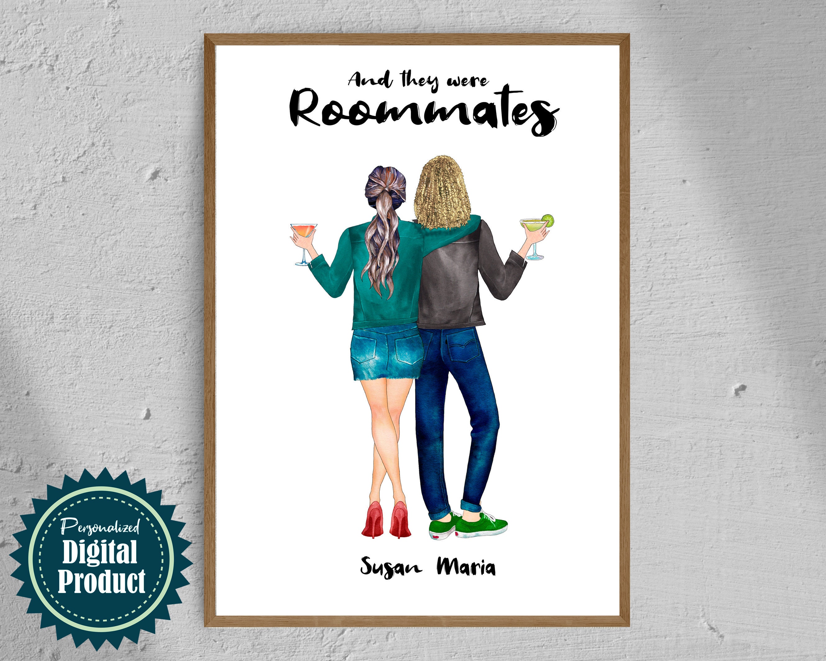 Dorm Room Decor Gift For 2 Roommates Customizable Wall Art | Etsy