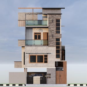 27 x 43 modern Indiaas villaontwerp | Plattegrond luxe huis 4 BHK | Dubbele woonkamer, volledige architecturale set | Structurele en MEP-tekeningen