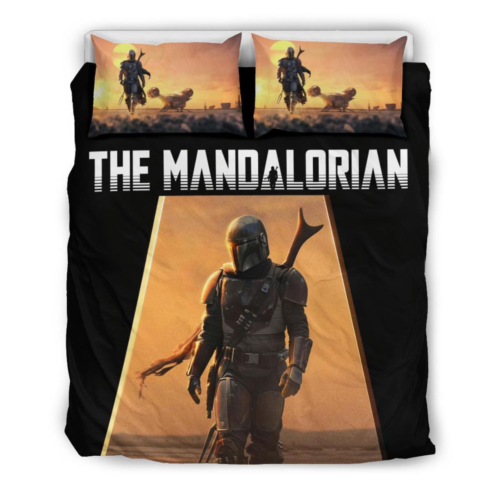 The Mandalorian Bedding Set Star Wars Duvet Cover 2 Pillow Etsy