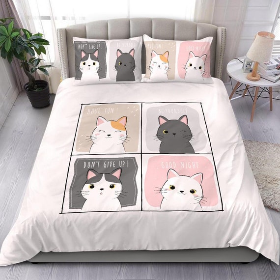 Juego funda de gatos lindos de cama de gatito - Etsy México