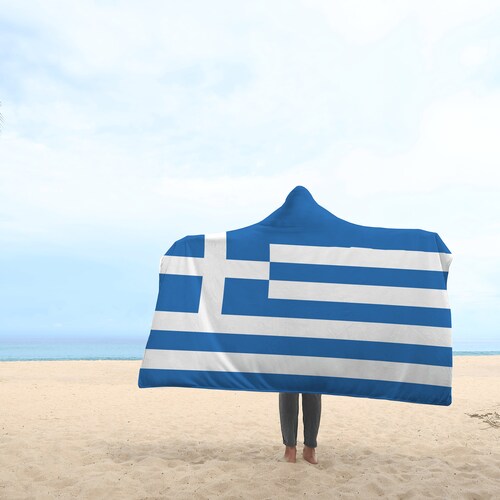 Greek Flag Greece shops Hooded Blanket Camping Hiking Exploring Hooded Blanket, Hooded Adventure Throw, Hiking Lover Gift For Mom Her