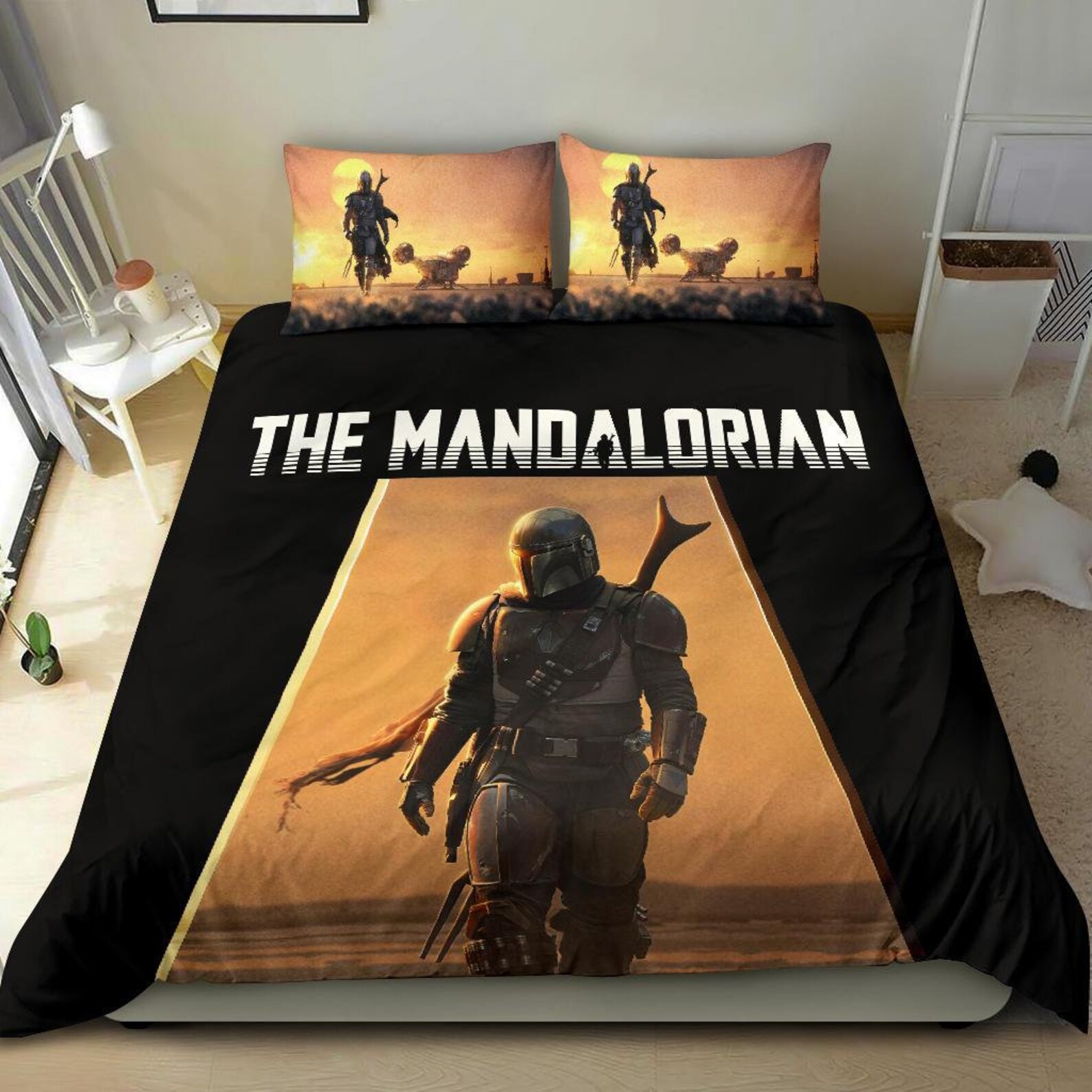 The Mandalorian Bedding Set Star Wars Duvet Cover 2 Pillow Etsy New