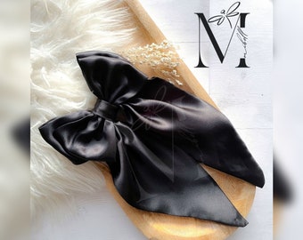Elegante Haarschleife schwarz Satin glänzend Haarspange