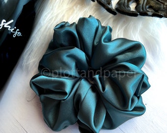 Scrunchie XXL Satin glänzend Haargummi Scrunchies Haarband, Volumen Scrunchie, Seiden Scrunchie petrol Blau Töne