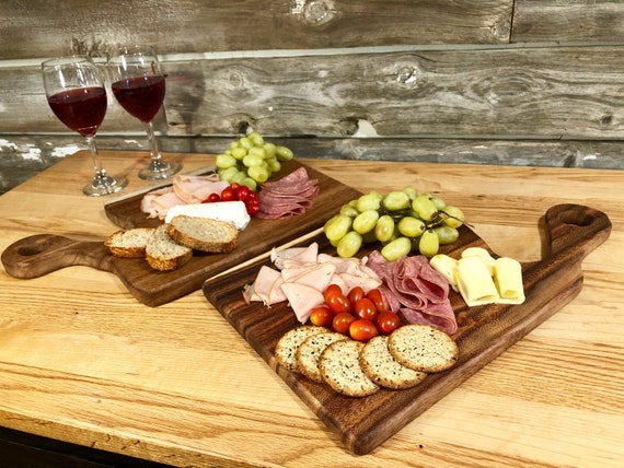 2-pk Custom Cutting Board Charcuterie Board Live Edge 100% Food Safe Finish  Cheese Board Large Wooden Cutting Board set of 2 -  Canada