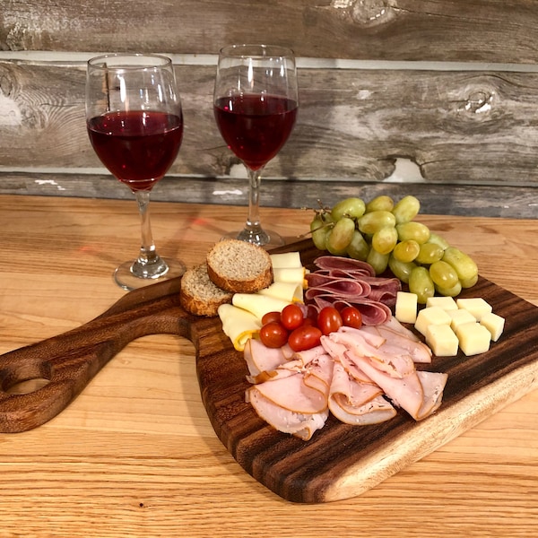 Large Charcuterie Board - Handmade Cutting Board - 100% Guanacaste Wood Food Safe Finish - Cheese Board /Serving Board, Wooden Cutting Board