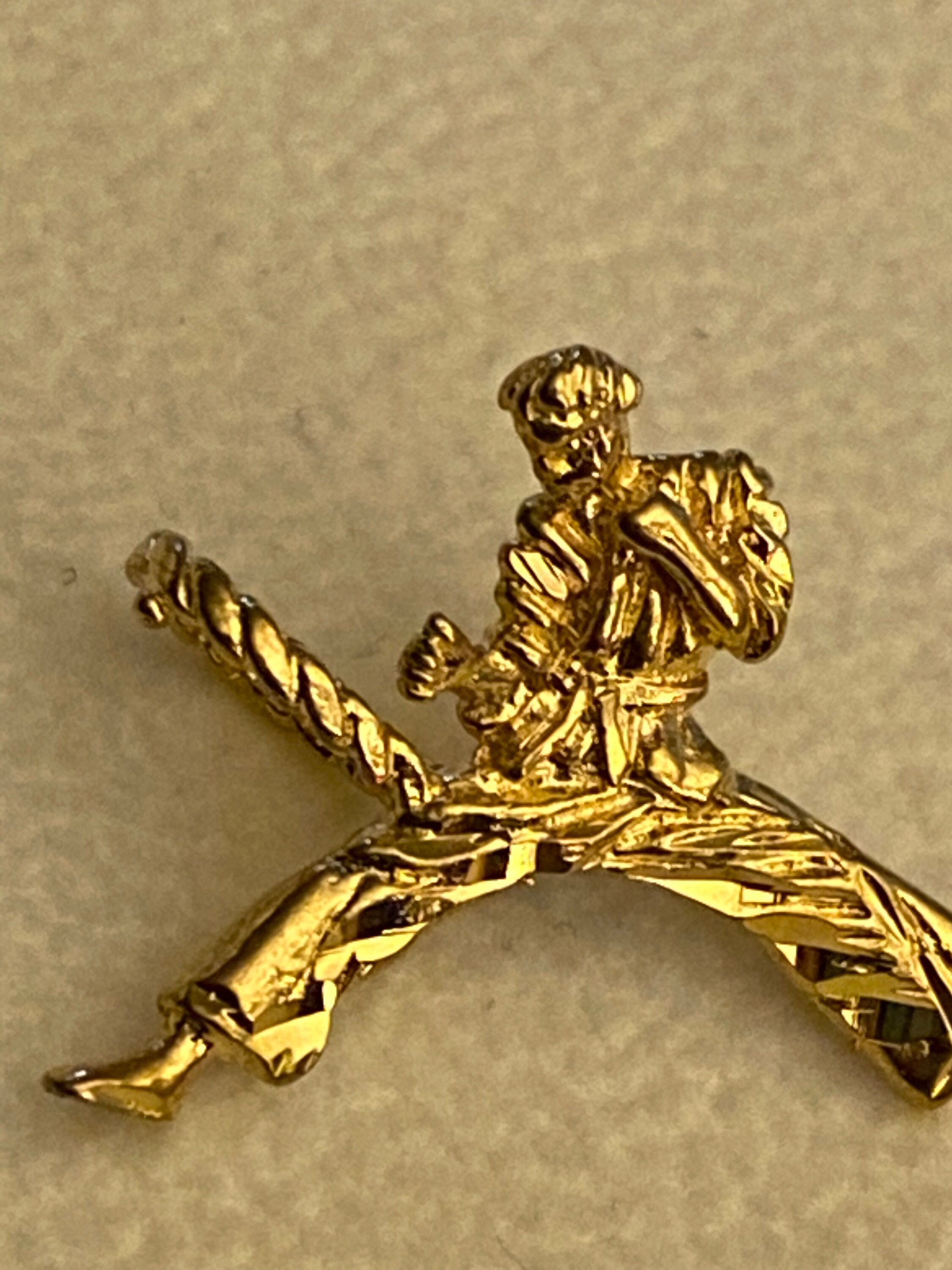 Martial Arts Karate Necklace 14K Yellow Goldplated Martial Etsy