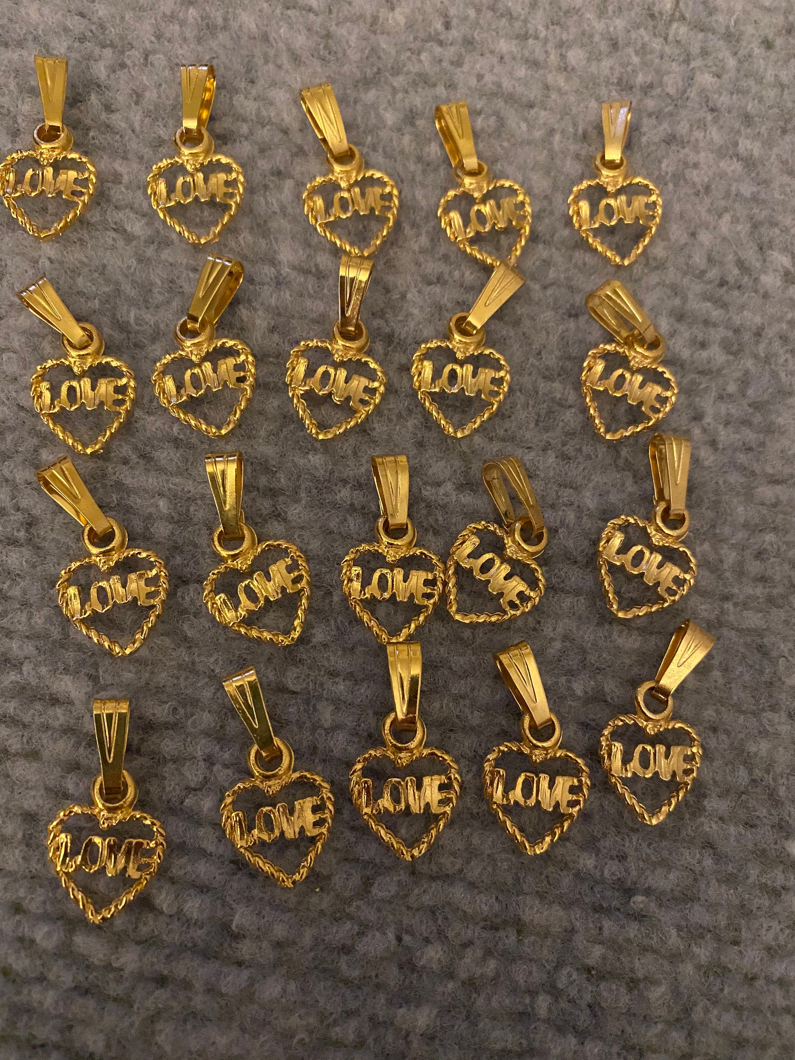 Love charm 14K gold plated new 20 heart shaped LOVE charm Etsy