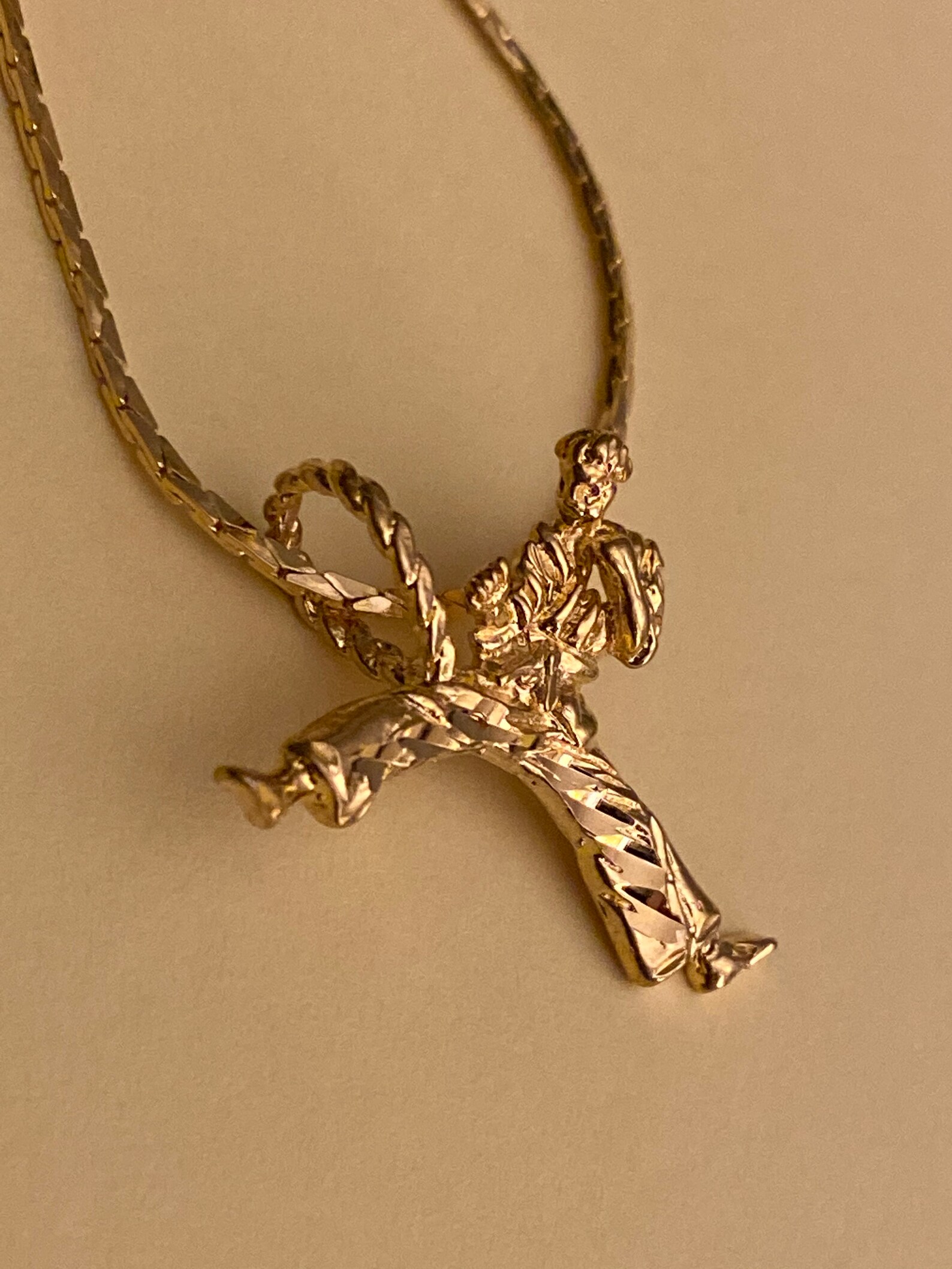 Martial Arts Karate Necklace 14K Yellow Goldplated Martial Etsy