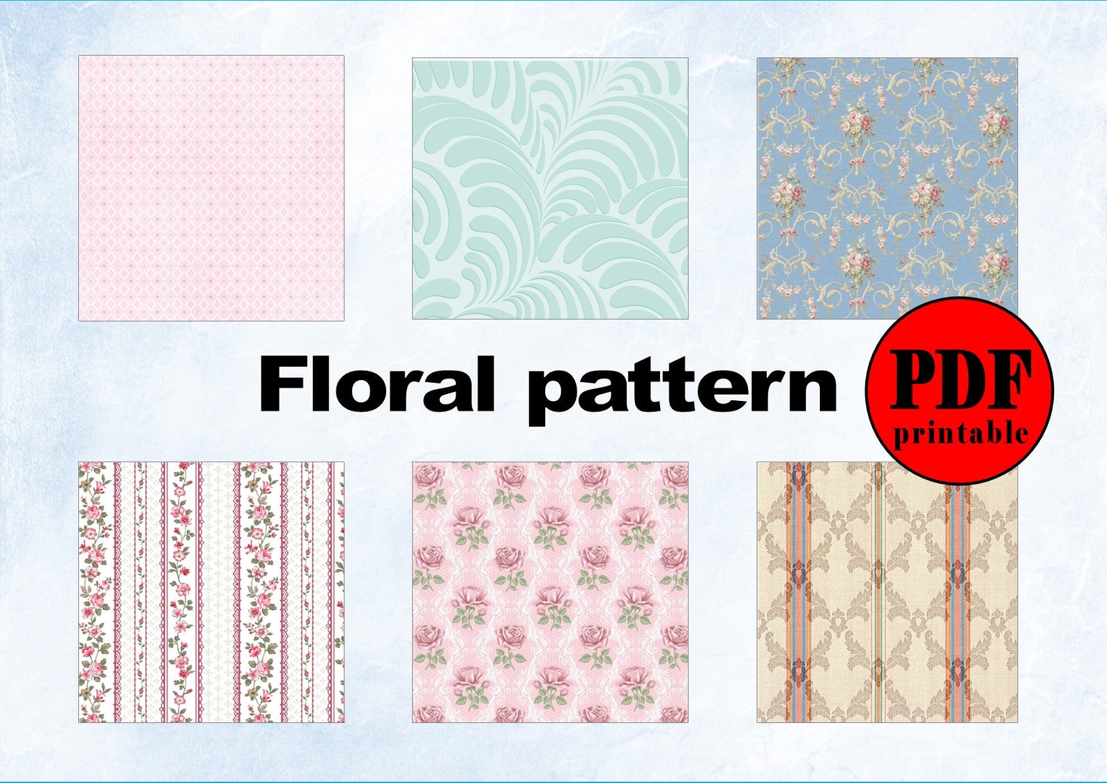 DOLLHOUSE WALLPAPER 1/6 digital printable PDF doll house Etsy