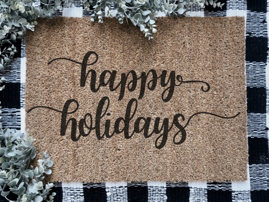 Happy Holidays Christmas Doormat Design Etsy