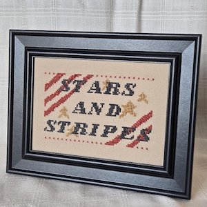 Cross Stitch Patriotic &quot;Stars and Stripes&quot; Picture, Finished & Framed
