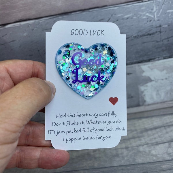 Good luck pocket Heart, good luck gift, Good luck gift for a friend, Good luck card, good luck competition charm, Good luck with your exams.