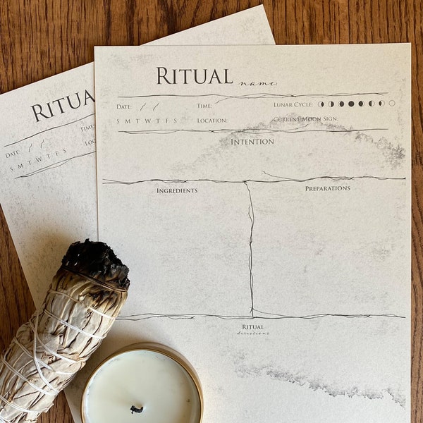 Ritual Worksheet | Witchy Worksheet | Summer Solstice Ritual | Digital Instant Download | Vintage Witch | Grimoire Pages | Book of Shadows |