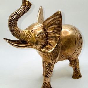 Vintage MCM Massiv Messing Elefant Figur Statue Rüssel bis 18 cm
