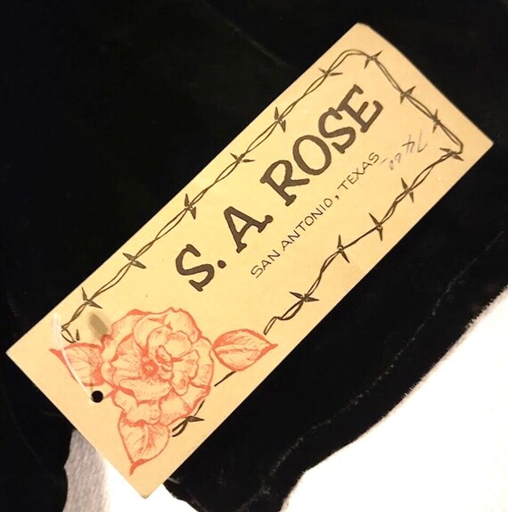 NOS Vtg San Antonio SA Rose Black Velvet Button U… - image 3