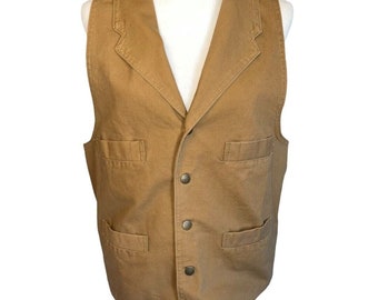 Men's Brown Scully RangeWear Western Cowboy Button Front Vest Size Large