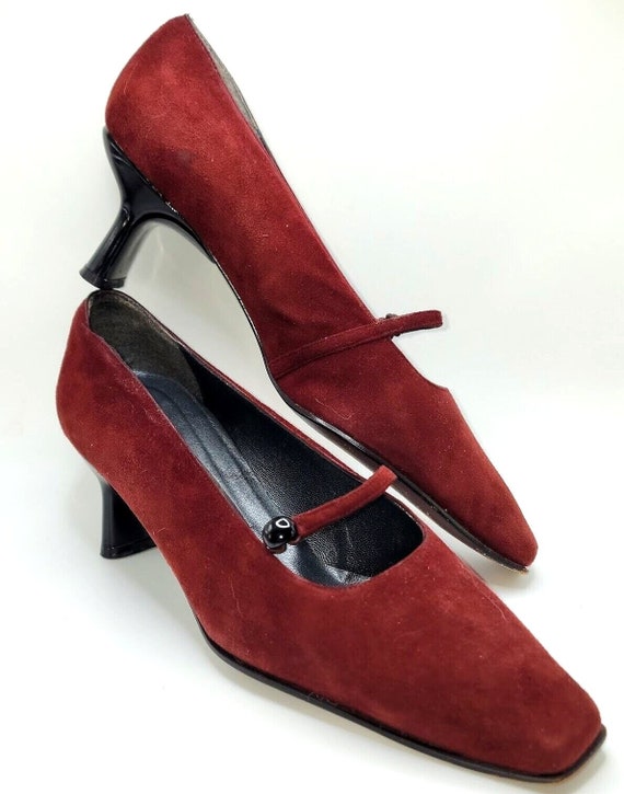 Vintage Stuart Weitzman Wine Red Suede Mary Jane … - image 1