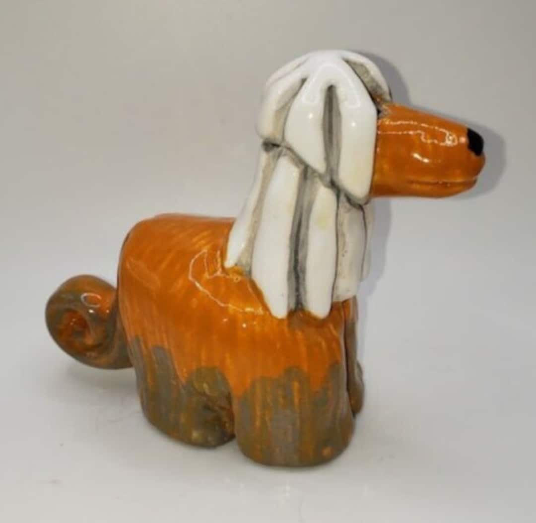 Vintage Artesania Riconada Wolfhound Dog Art Pottery Figurine Unsigned ...