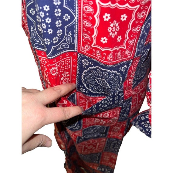 Vintage 1970s Red & Blue Paisley Patchwork Models… - image 7