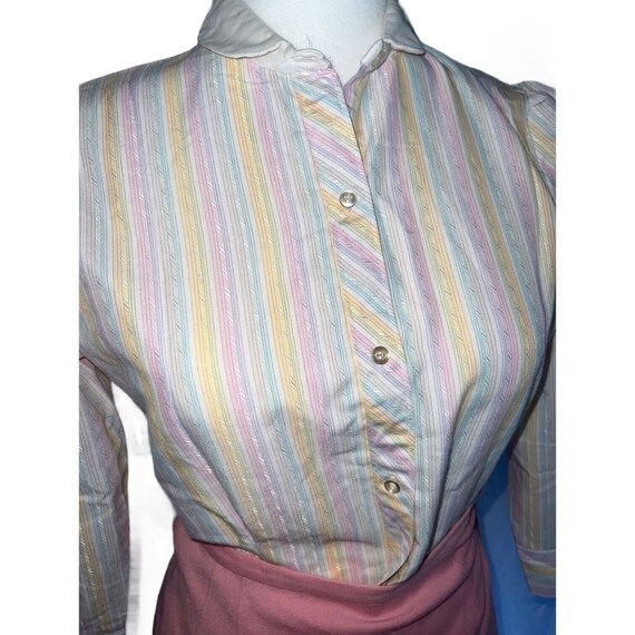 Vintage 1980s White Striped Pantree Top & Pink Ja… - image 2