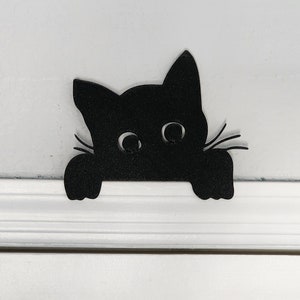 Cute Peeking Cat Door Topper | Over The Door Sign | Cat Sign | Airbnb Decor | Cat Decor