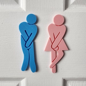 Funny Gotta Go Bathroom Figures for Restroom | Set of 2 | Bathroom People Sign Decor