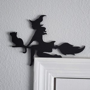 Halloween Witch Door Topper | Over The Door Decor | Pumpkin Patch | Spiderweb | Witch on a Broom | Fall Autumn Holiday Decorations